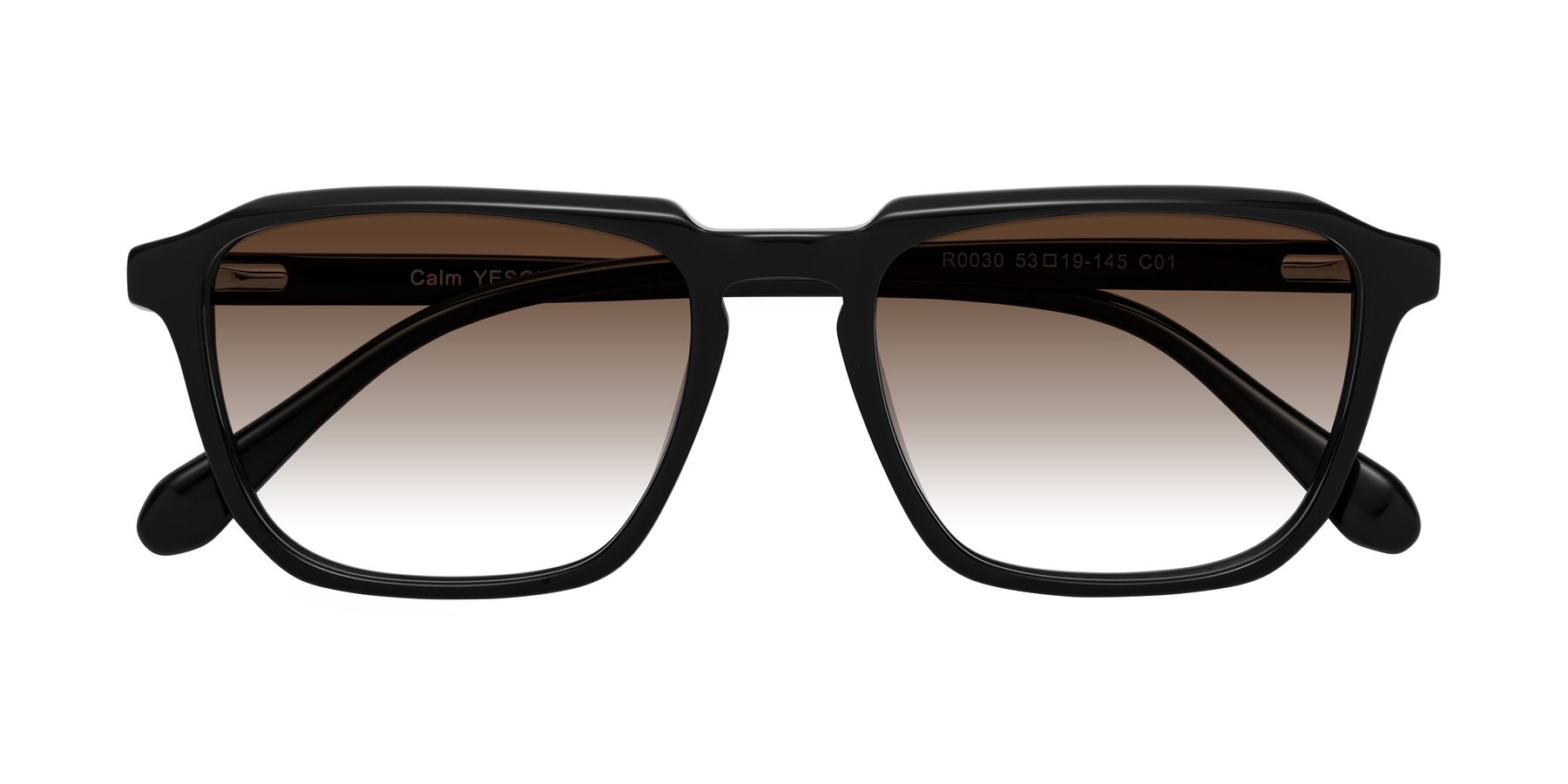 Folded Front of Calm in Black with Brown Gradient Lenses