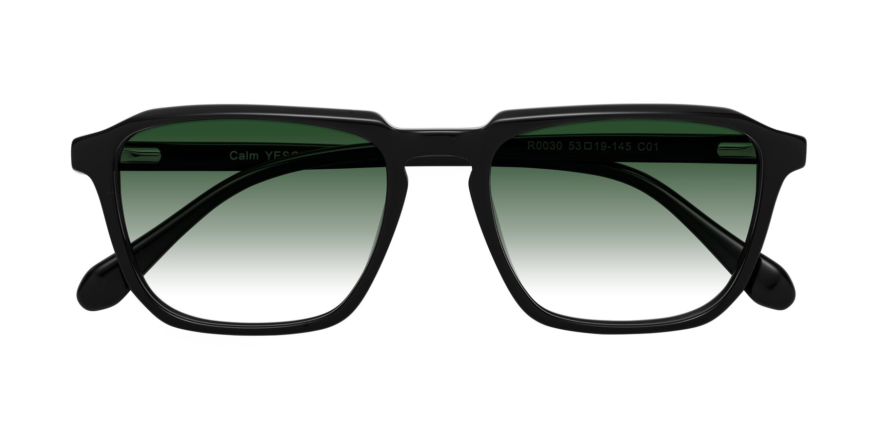 Folded Front of Calm in Black with Green Gradient Lenses