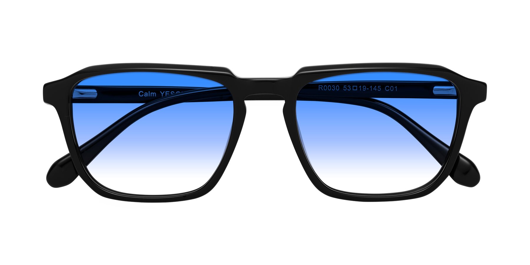 Folded Front of Calm in Black with Blue Gradient Lenses