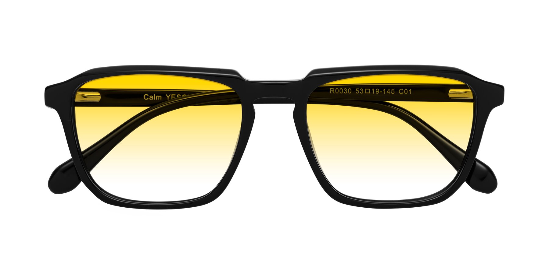 Folded Front of Calm in Black with Yellow Gradient Lenses