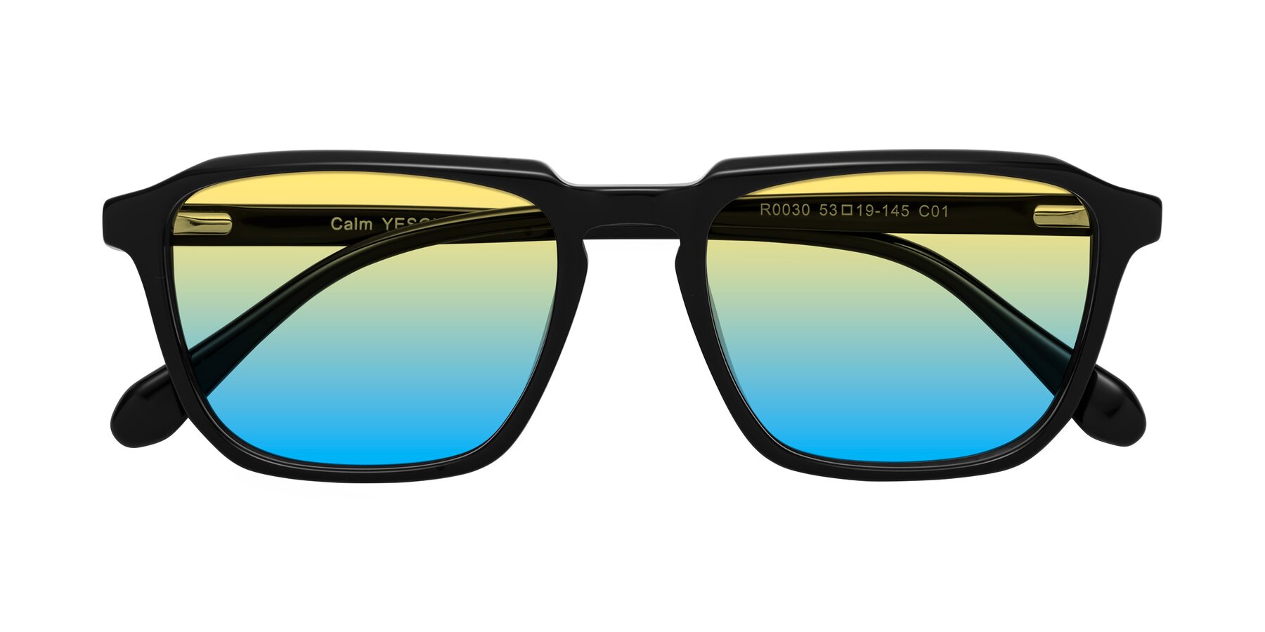 Folded Front of Calm in Black with Yellow / Blue Gradient Lenses