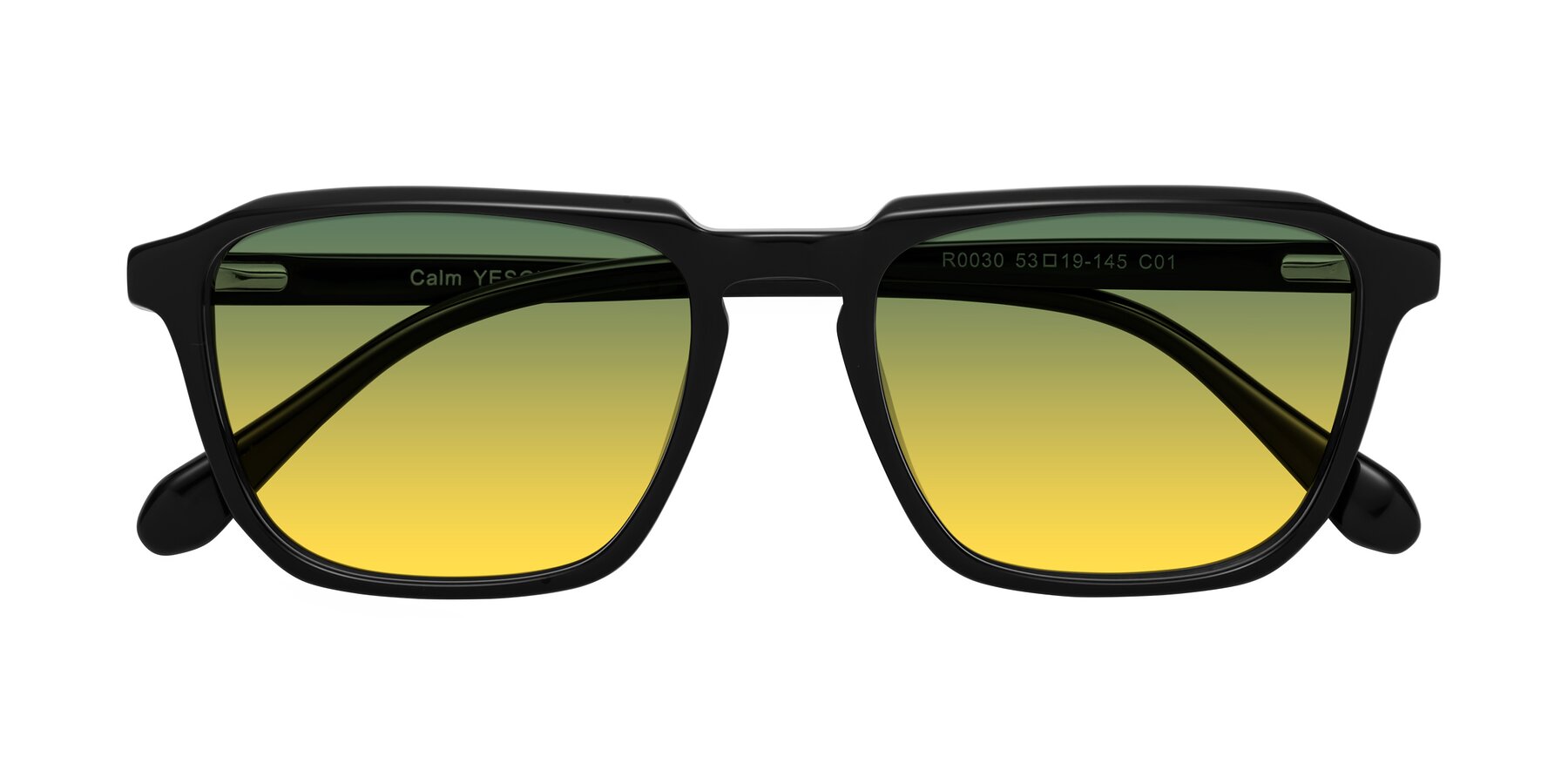 Folded Front of Calm in Black with Green / Yellow Gradient Lenses