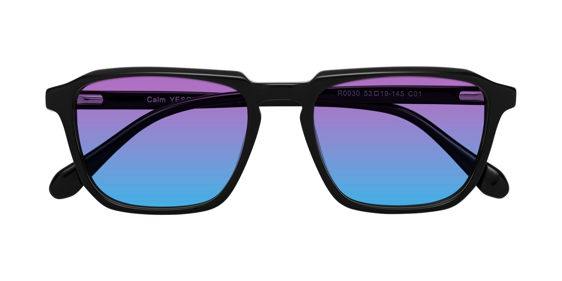 Folded Front of Calm in Black with Purple / Blue Gradient Lenses