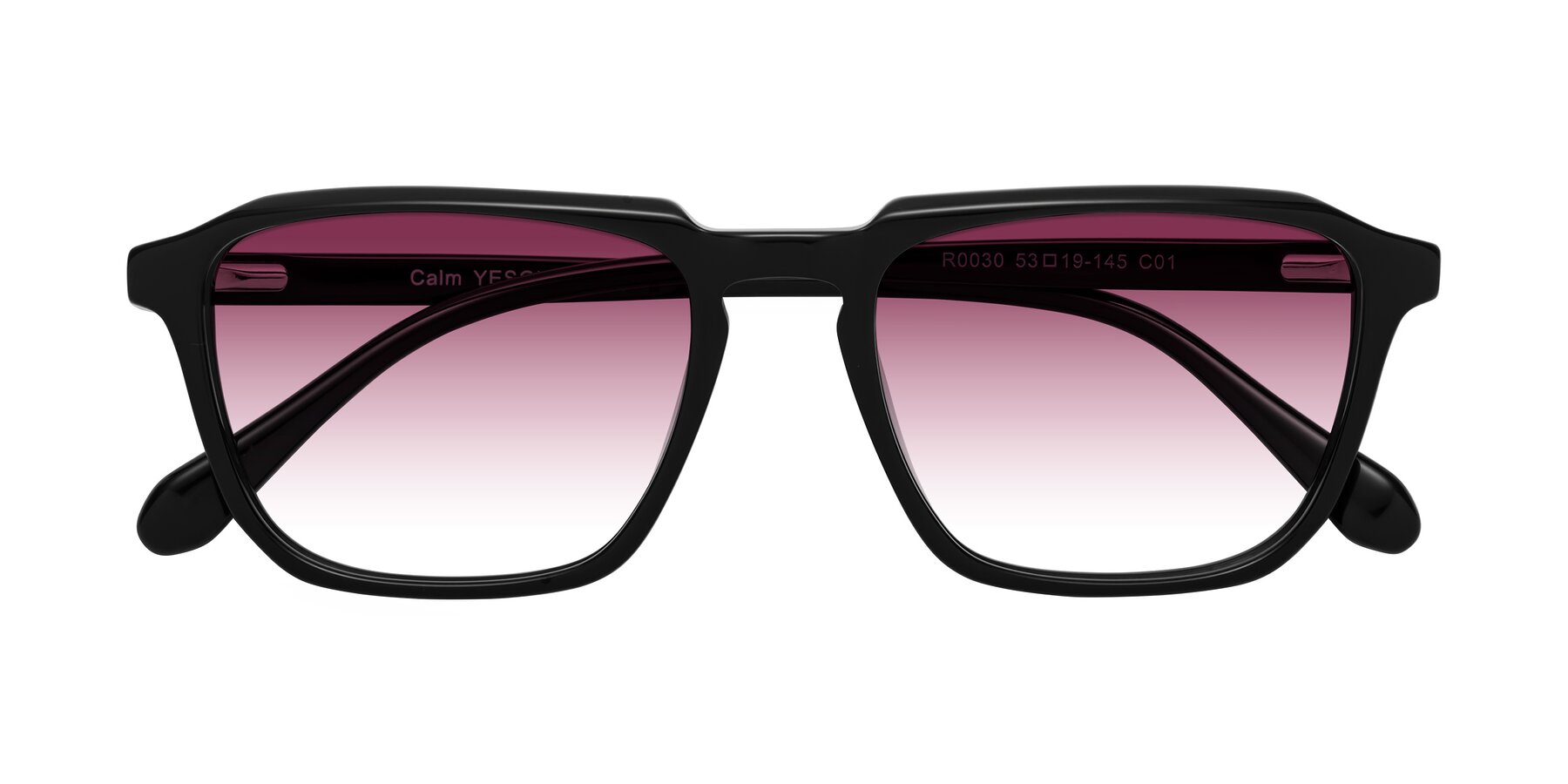 Folded Front of Calm in Black with Wine Gradient Lenses