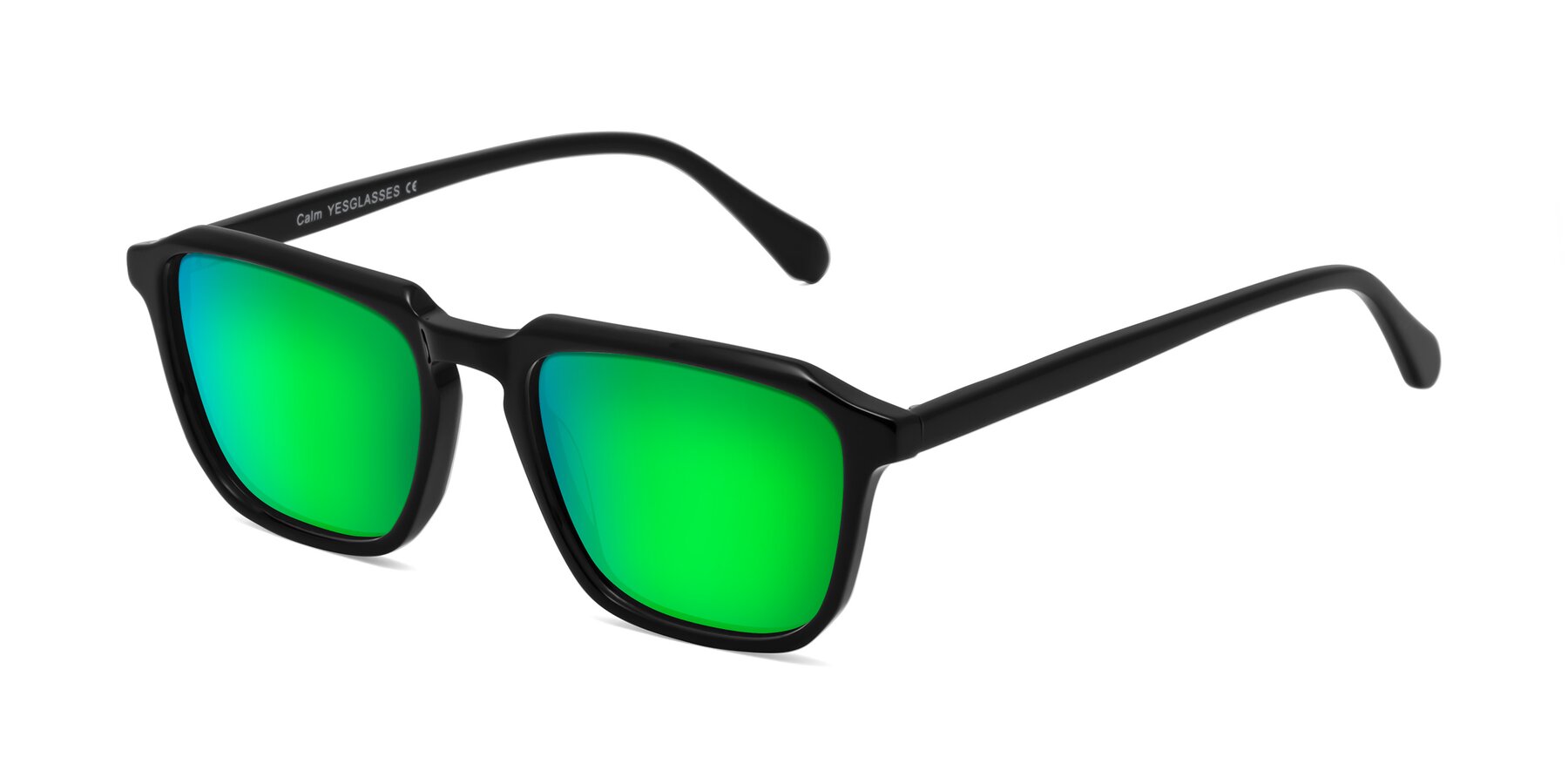 Angle of Calm in Black with Green Mirrored Lenses