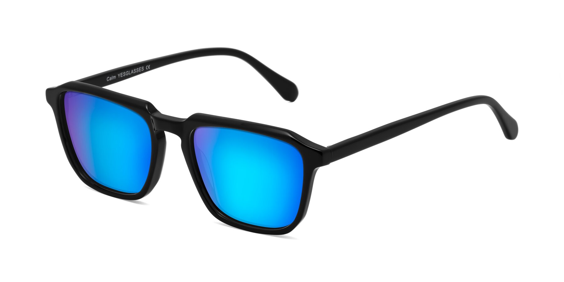 Angle of Calm in Black with Blue Mirrored Lenses