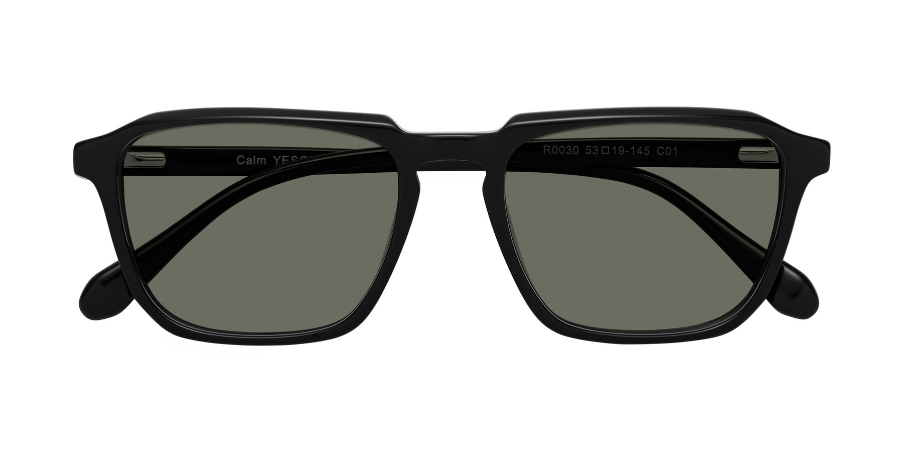 Folded Front of Calm in Black with Gray Polarized Lenses