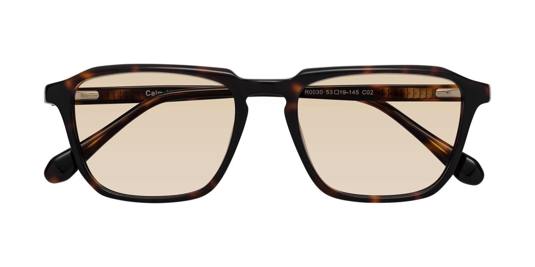 Folded Front of Calm in Tortoise with Light Brown Tinted Lenses