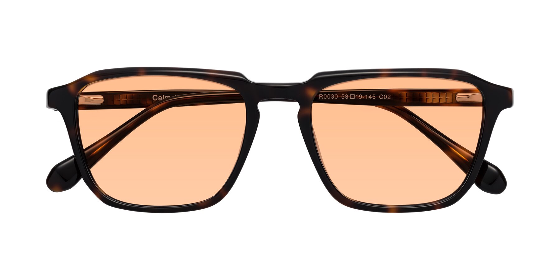 Folded Front of Calm in Tortoise with Light Orange Tinted Lenses