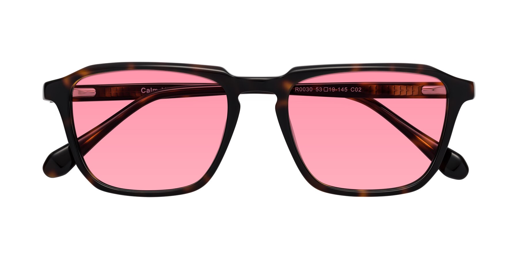 Folded Front of Calm in Tortoise with Pink Tinted Lenses