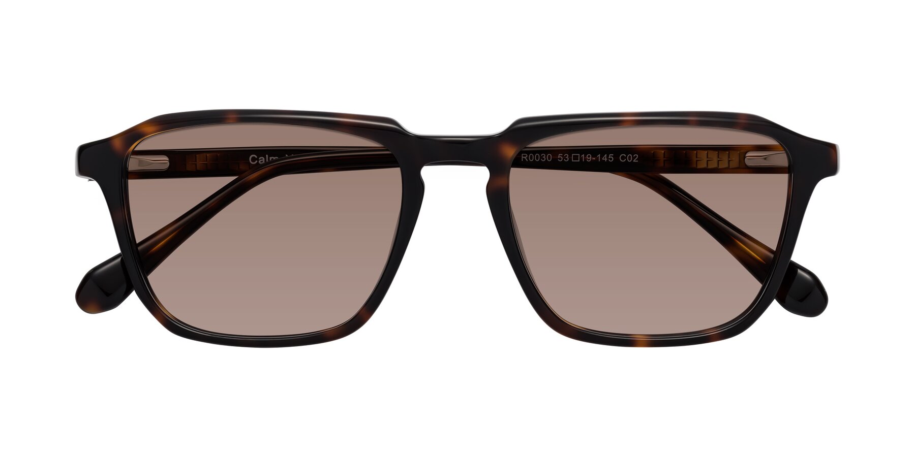 Folded Front of Calm in Tortoise with Medium Brown Tinted Lenses