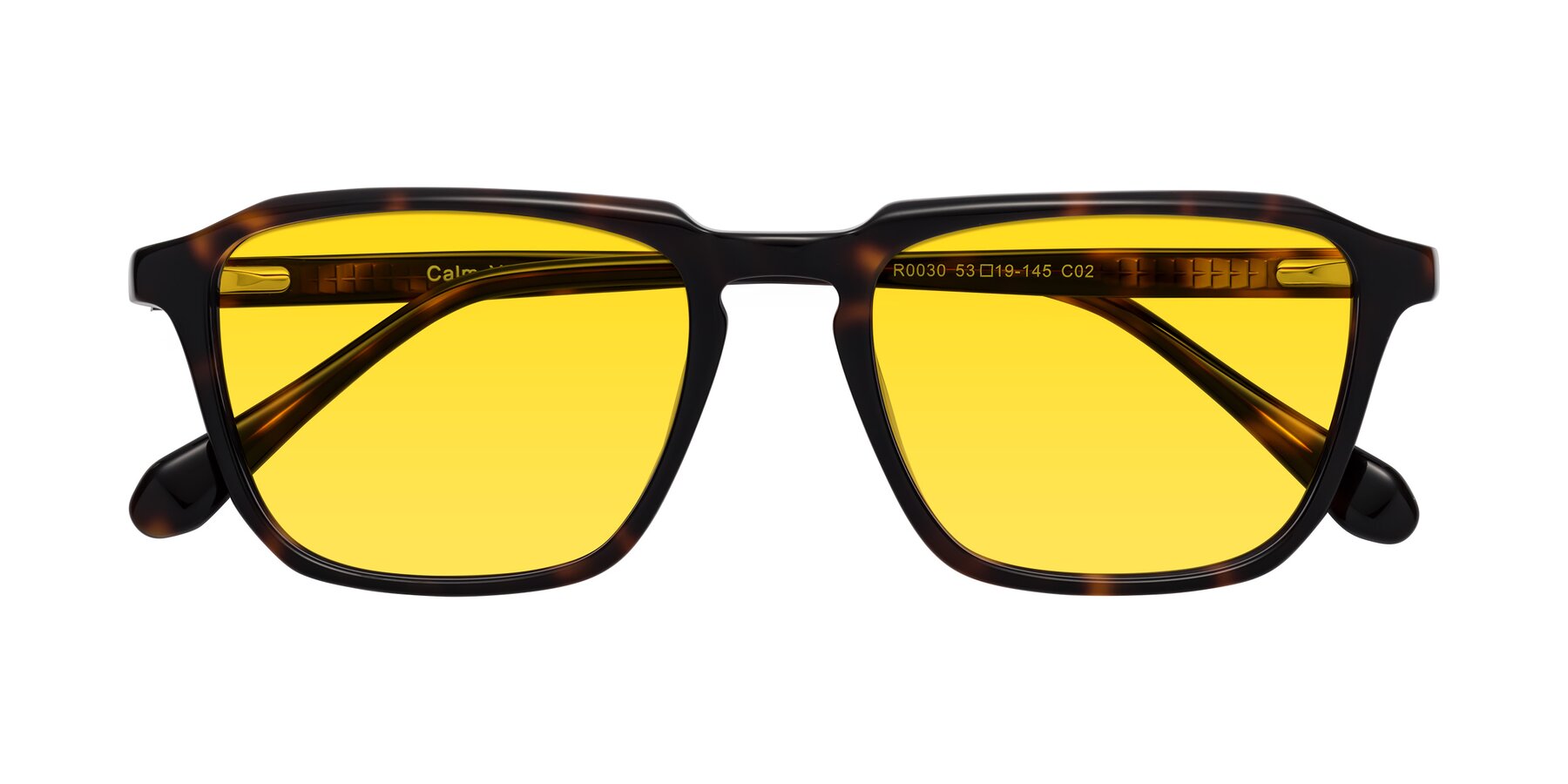 Folded Front of Calm in Tortoise with Yellow Tinted Lenses