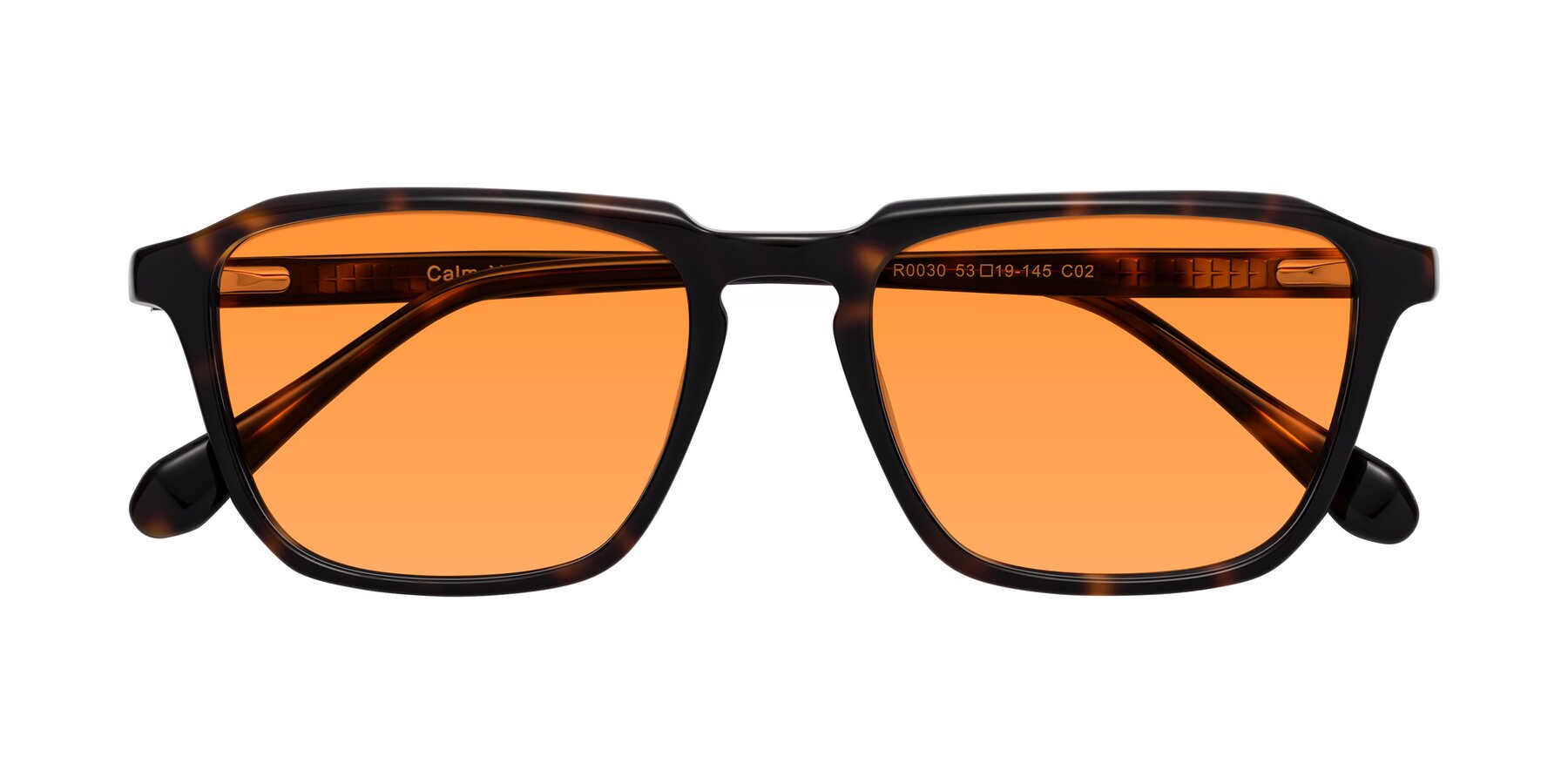 Folded Front of Calm in Tortoise with Orange Tinted Lenses