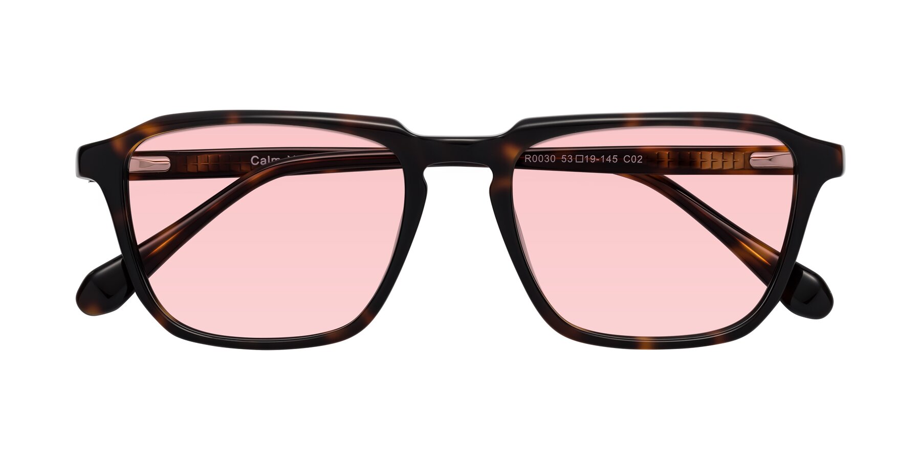 Folded Front of Calm in Tortoise with Light Garnet Tinted Lenses