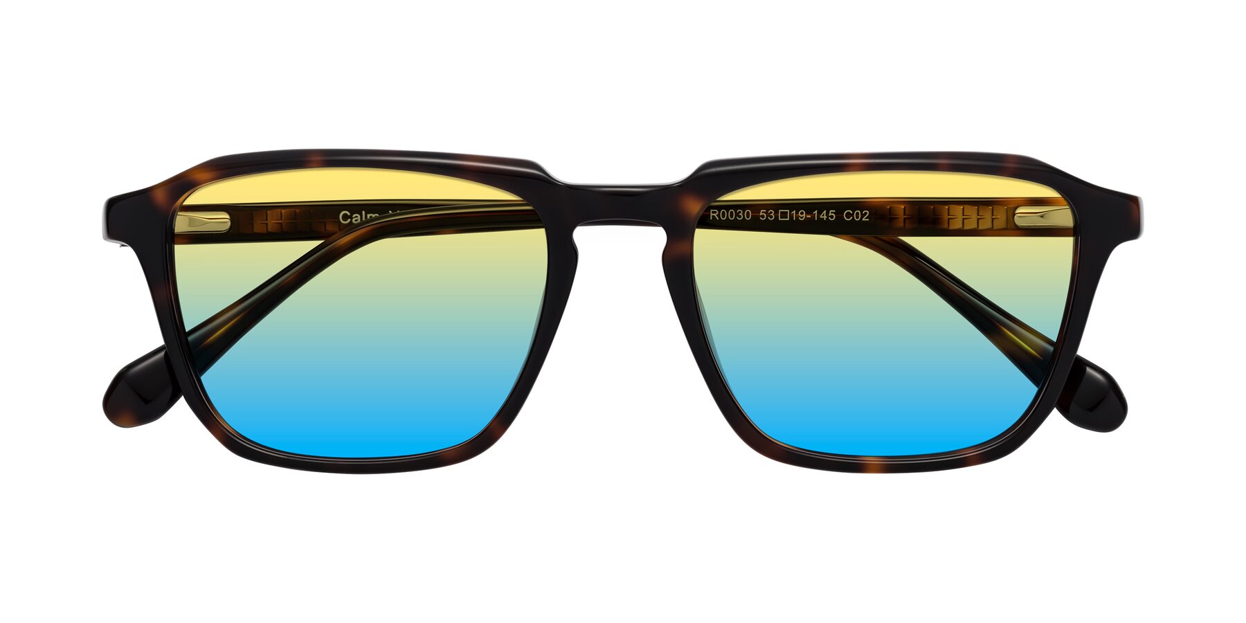 Folded Front of Calm in Tortoise with Yellow / Blue Gradient Lenses