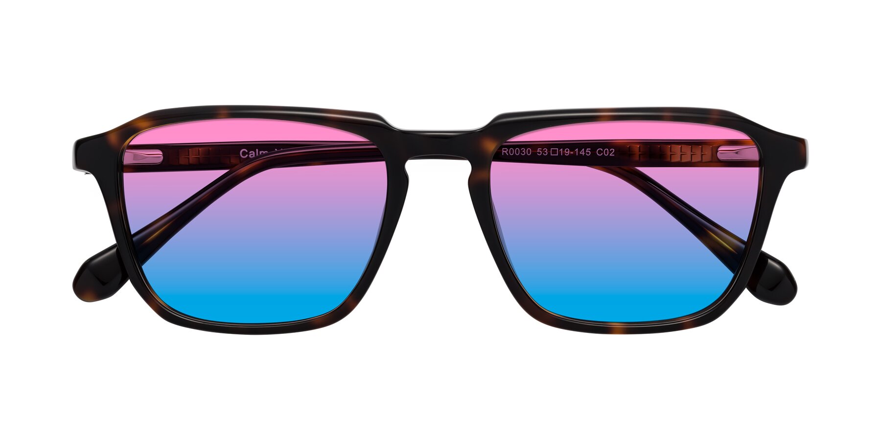 Folded Front of Calm in Tortoise with Pink / Blue Gradient Lenses