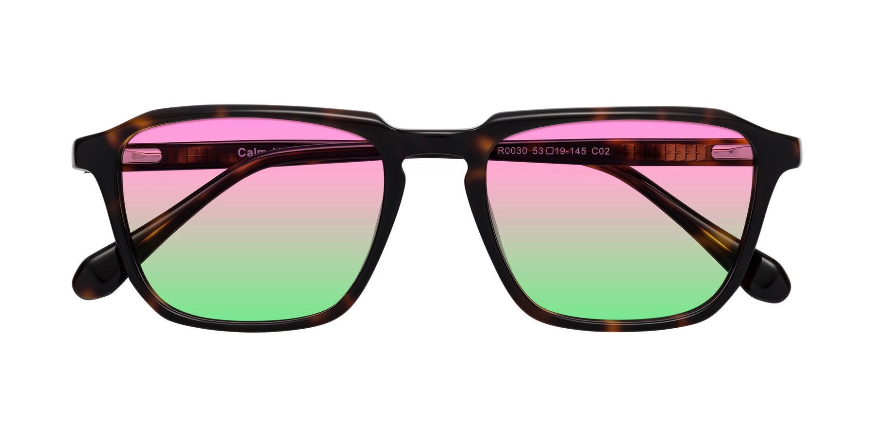 Folded Front of Calm in Tortoise with Pink / Green Gradient Lenses