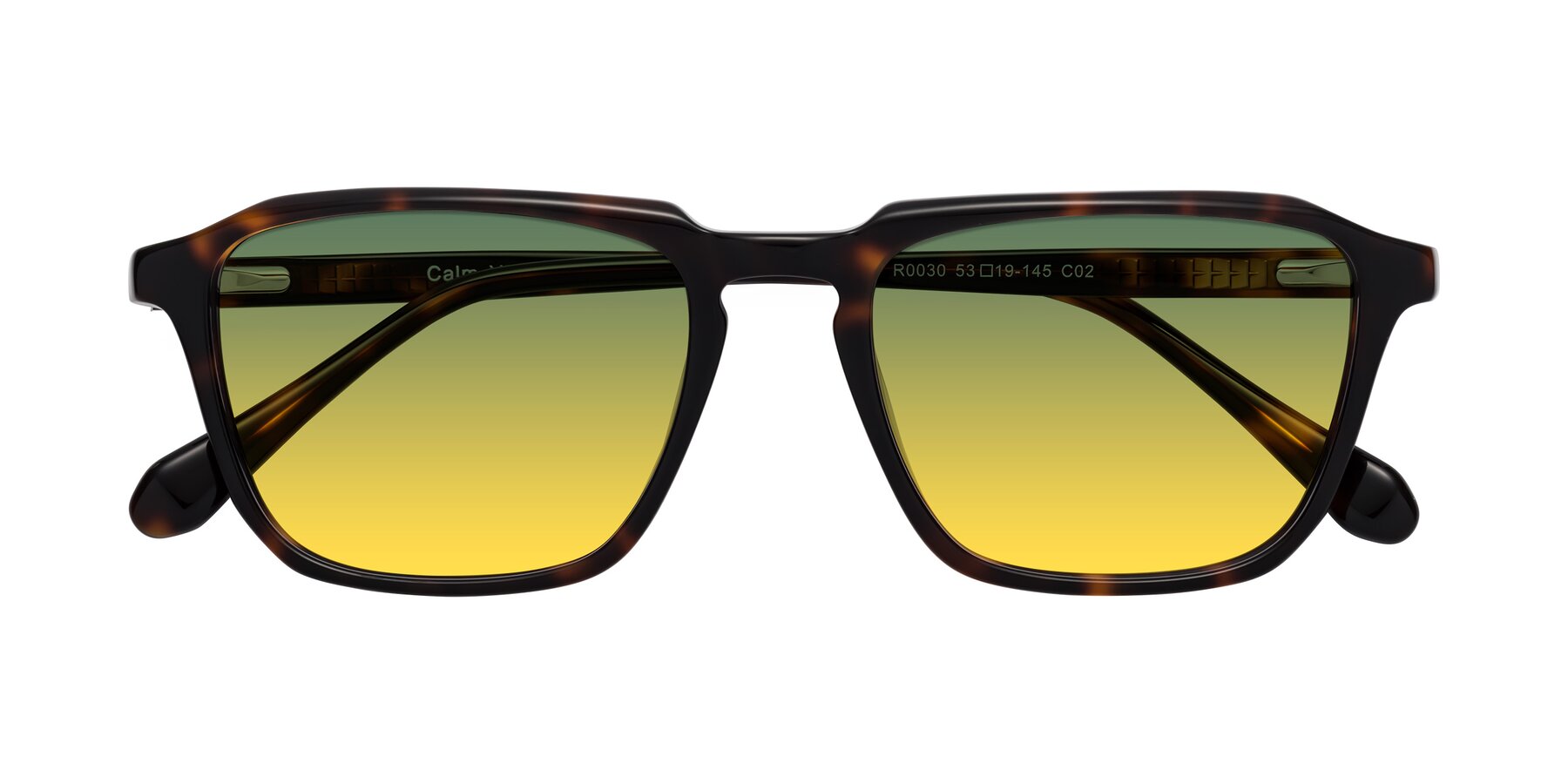 Folded Front of Calm in Tortoise with Green / Yellow Gradient Lenses