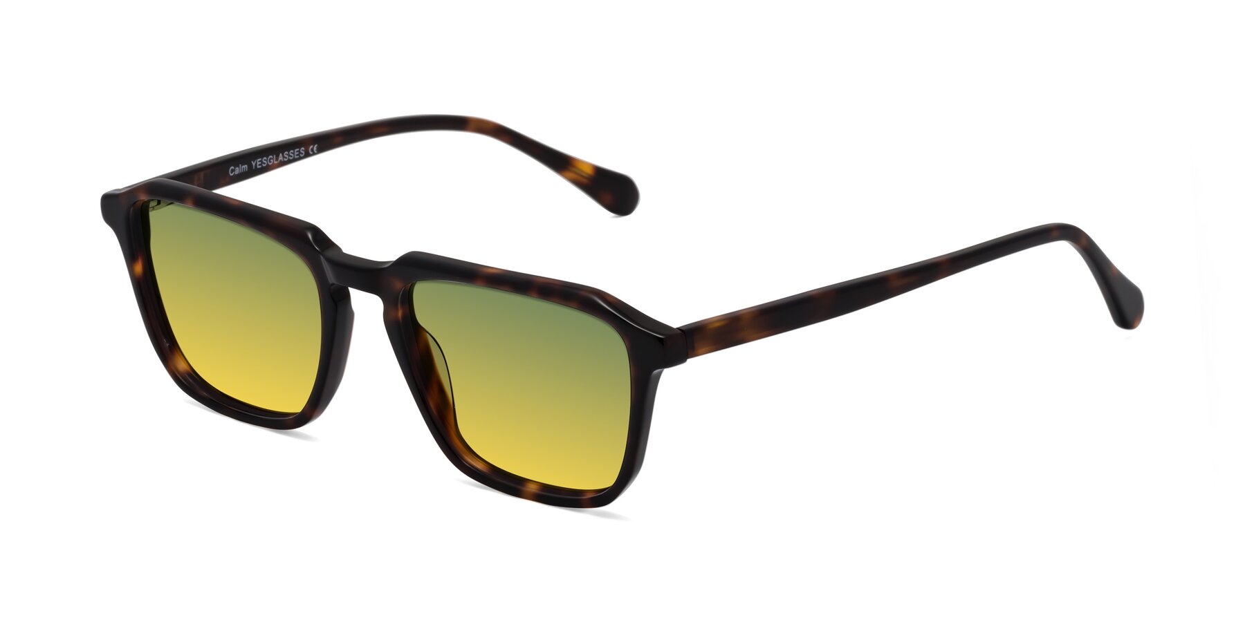 Angle of Calm in Tortoise with Green / Yellow Gradient Lenses