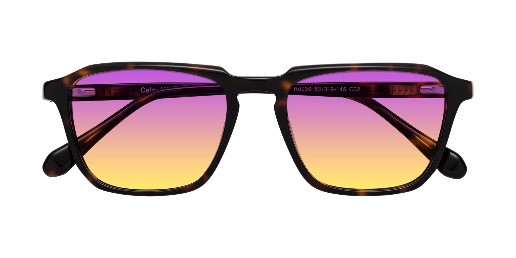 Folded Front of Calm in Tortoise with Purple / Yellow Gradient Lenses