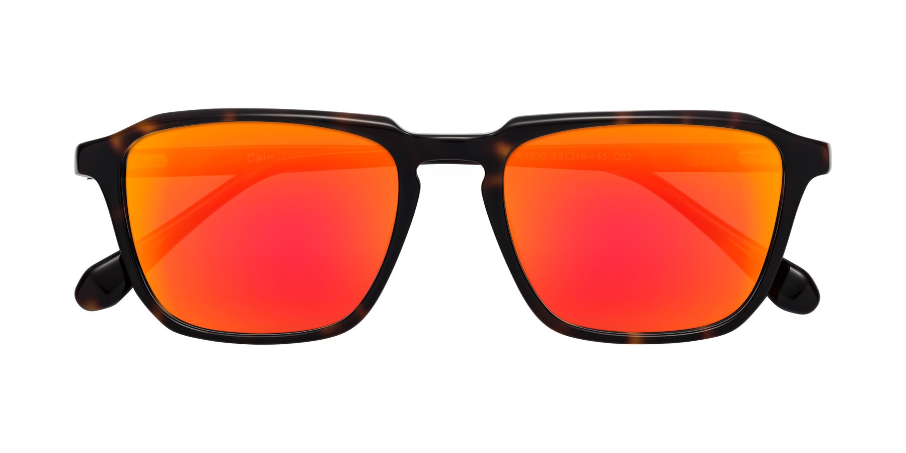 Folded Front of Calm in Tortoise with Red Gold Mirrored Lenses