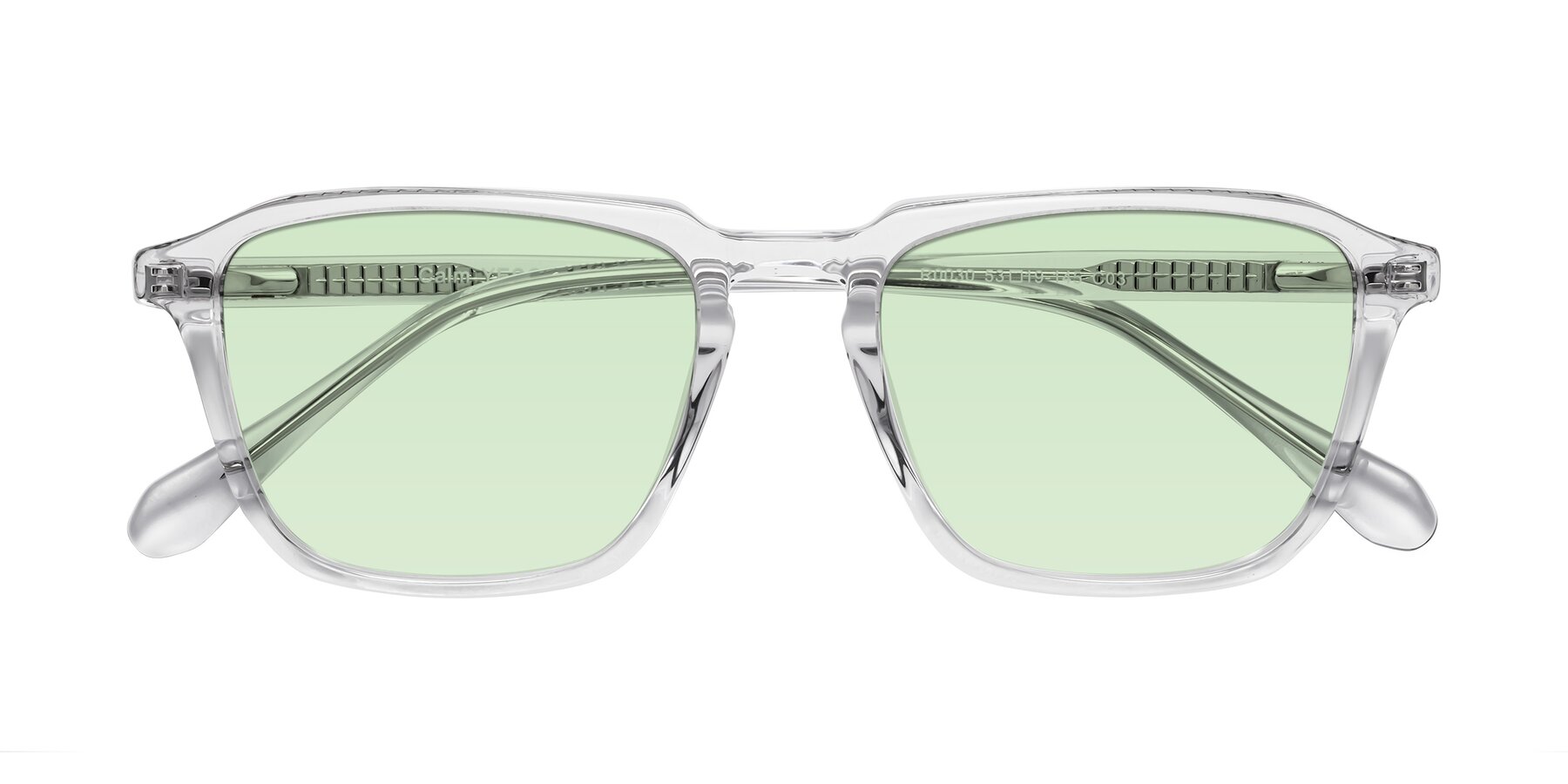 Folded Front of Calm in Clear with Light Green Tinted Lenses