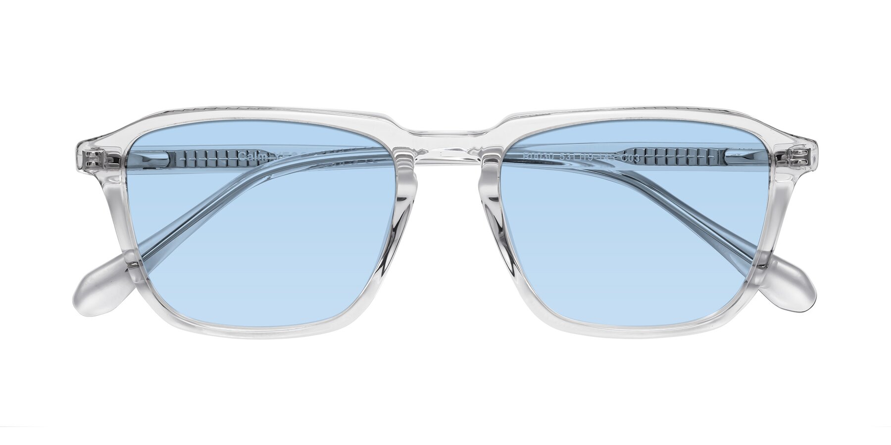 Folded Front of Calm in Clear with Light Blue Tinted Lenses