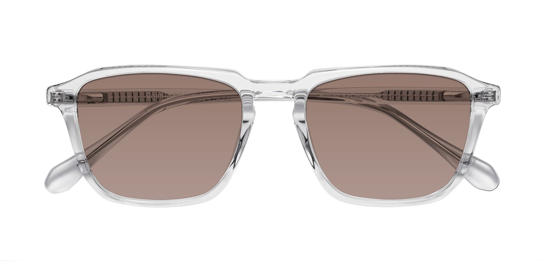 Folded Front of Calm in Clear with Medium Brown Tinted Lenses