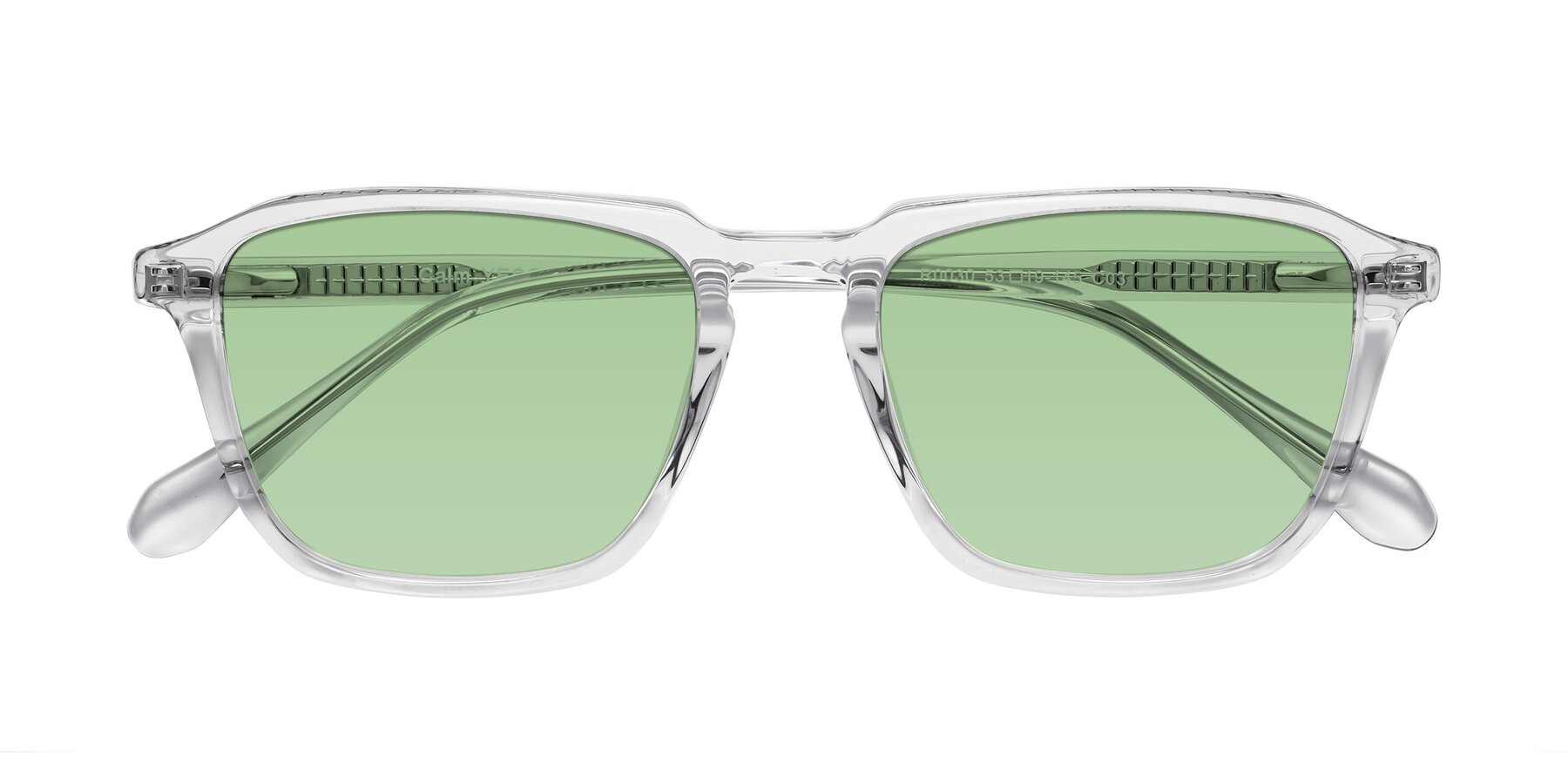 Folded Front of Calm in Clear with Medium Green Tinted Lenses