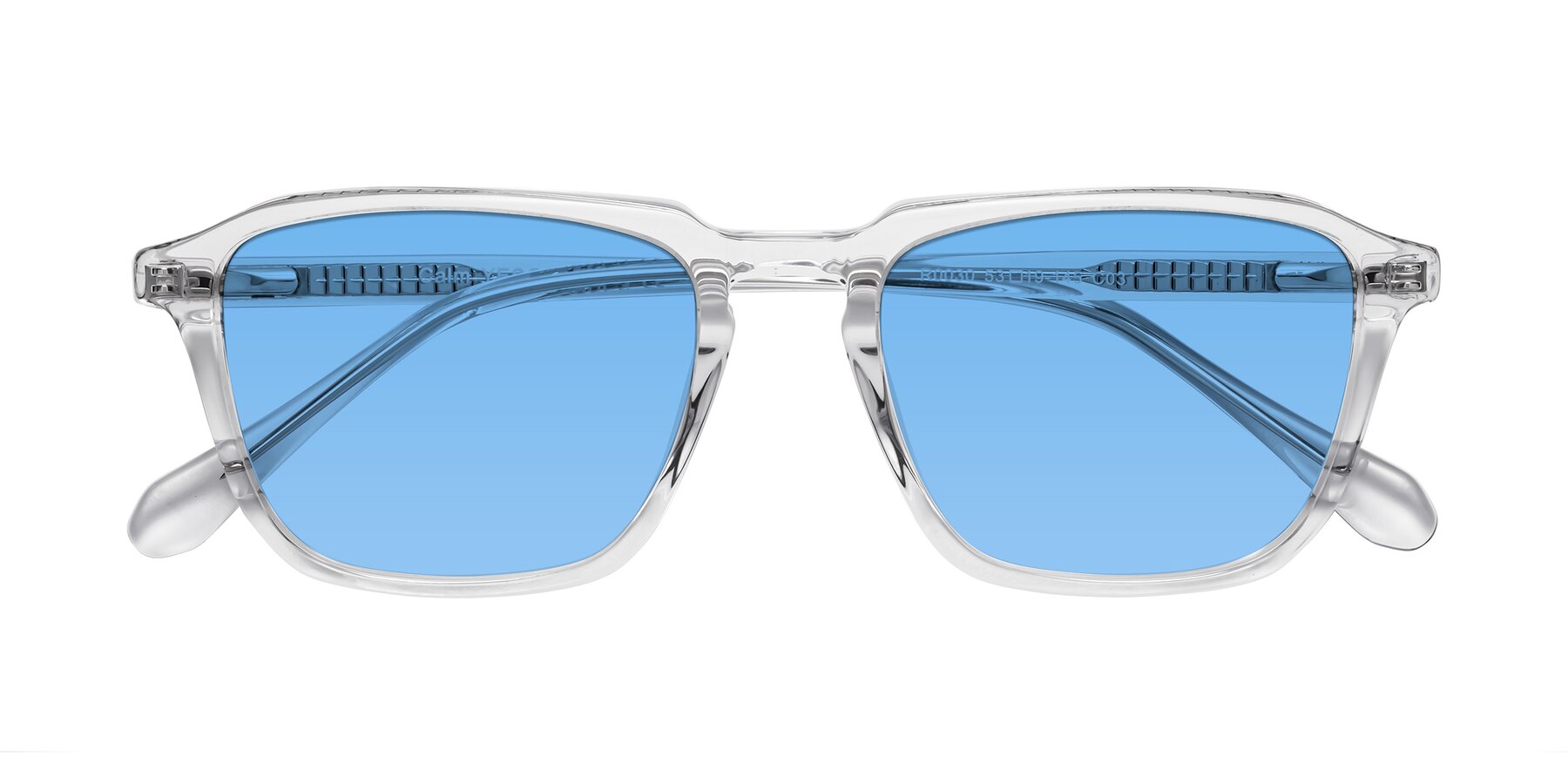 Folded Front of Calm in Clear with Medium Blue Tinted Lenses