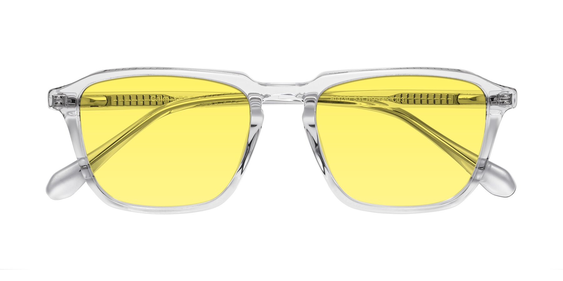 Folded Front of Calm in Clear with Medium Yellow Tinted Lenses