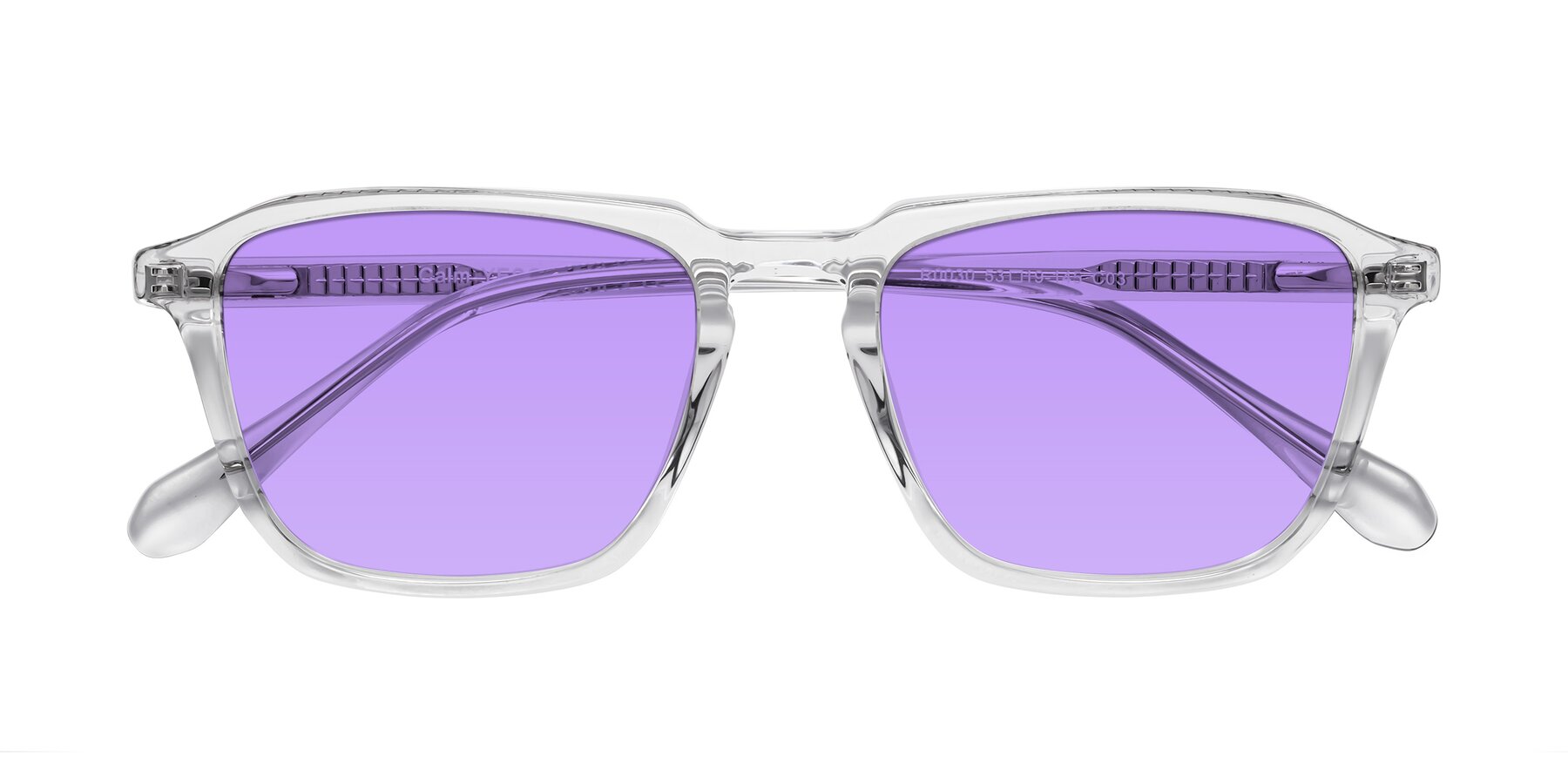 Folded Front of Calm in Clear with Medium Purple Tinted Lenses