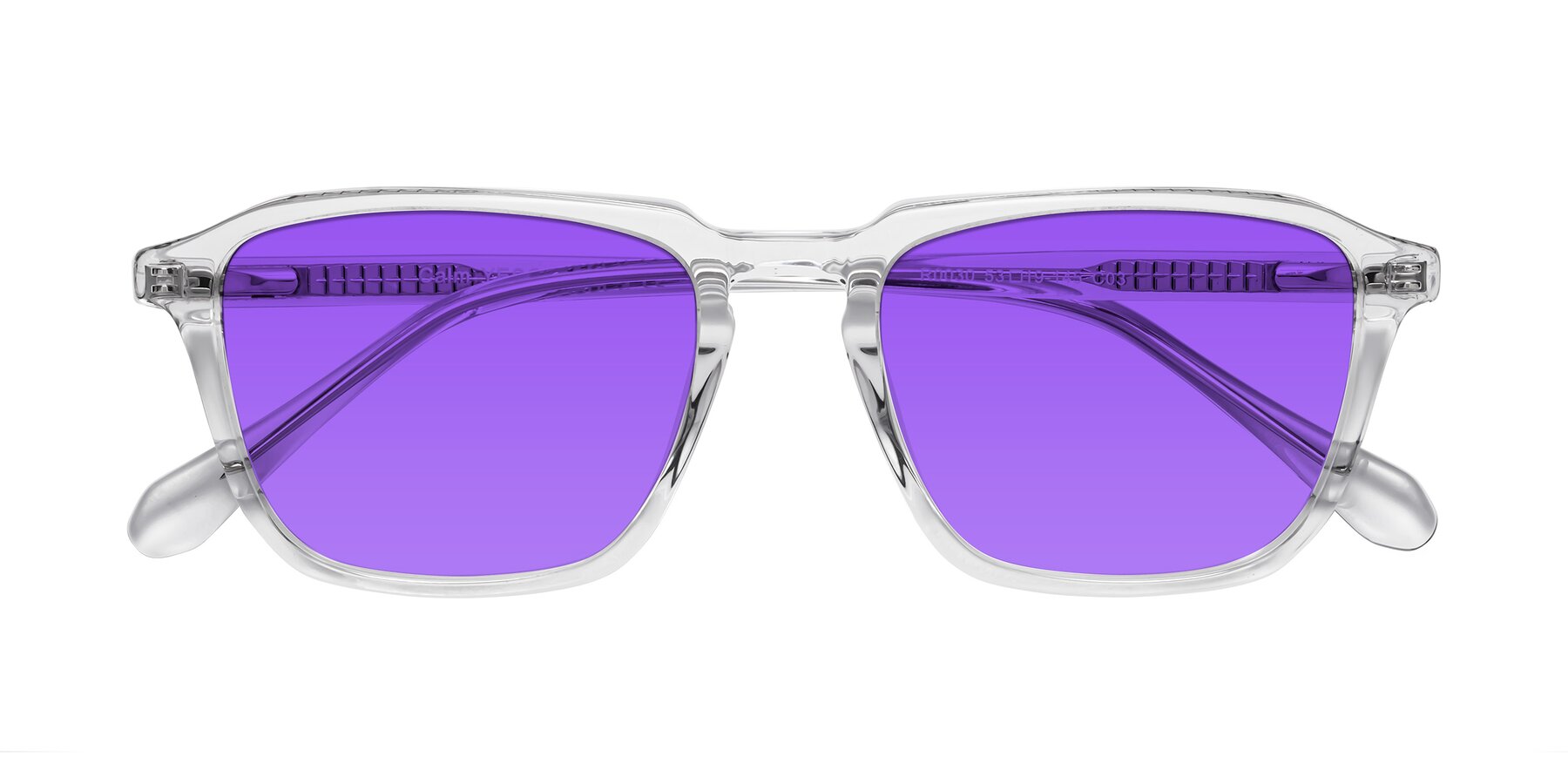 Folded Front of Calm in Clear with Purple Tinted Lenses