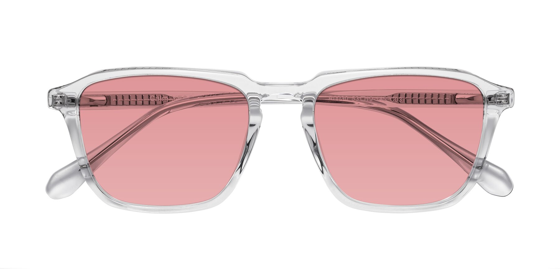 Folded Front of Calm in Clear with Medium Garnet Tinted Lenses