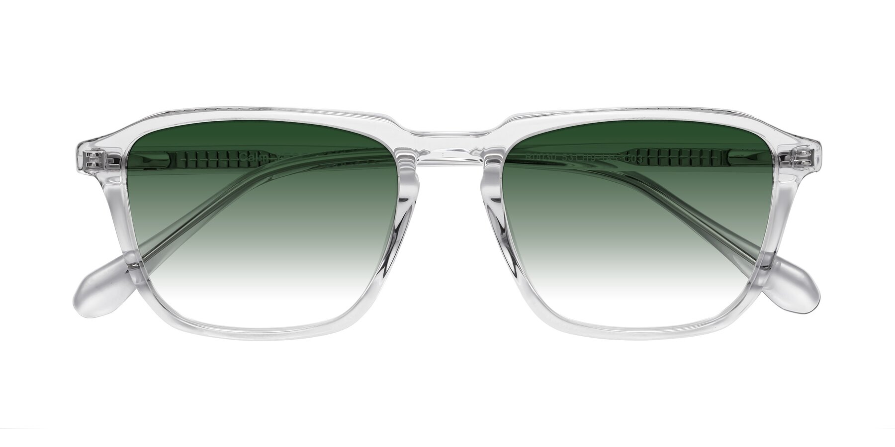 Folded Front of Calm in Clear with Green Gradient Lenses