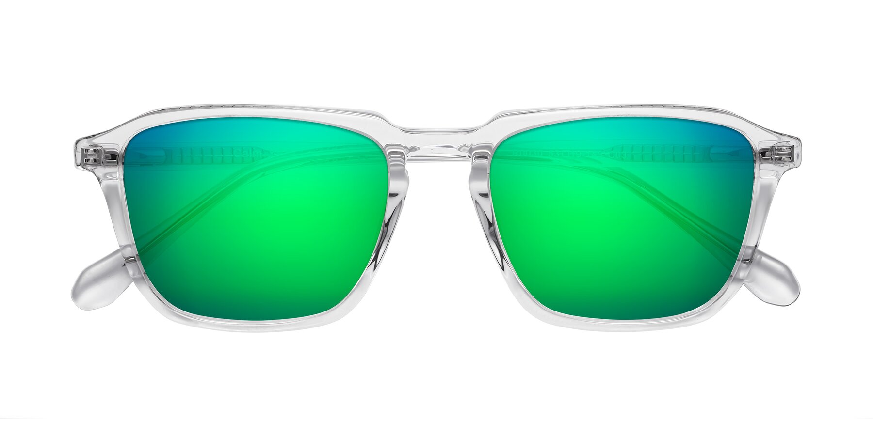 Folded Front of Calm in Clear with Green Mirrored Lenses