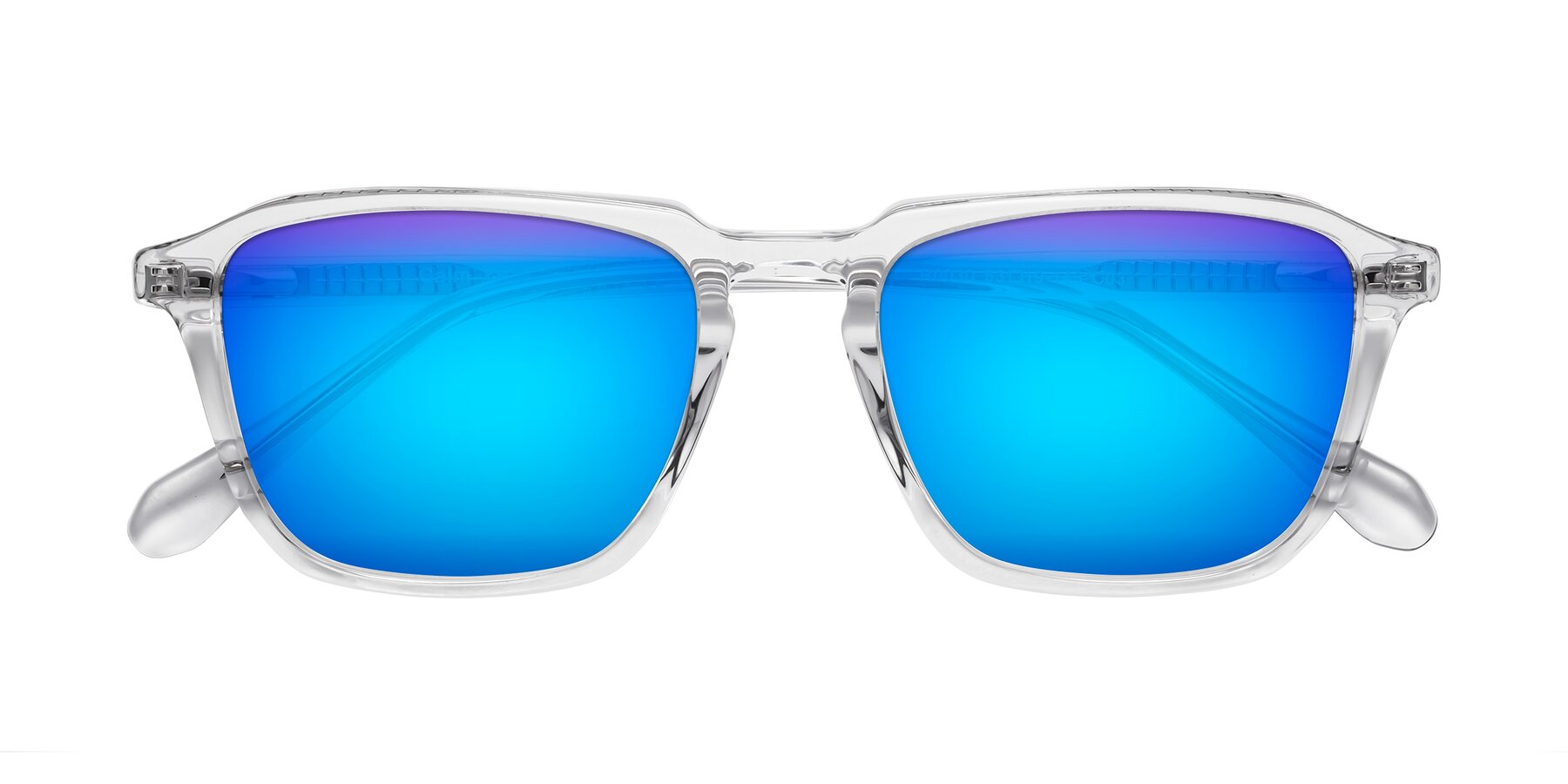 Folded Front of Calm in Clear with Blue Mirrored Lenses