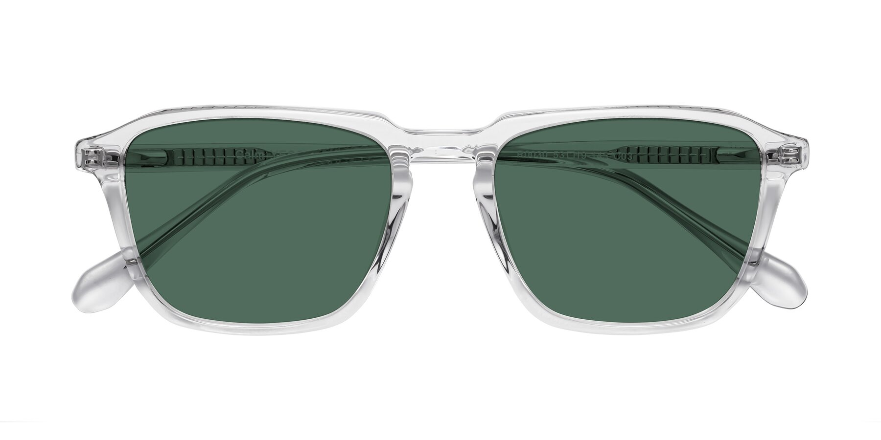 Folded Front of Calm in Clear with Green Polarized Lenses