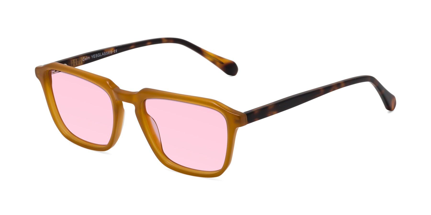 Angle of Calm in Caramel-Tortoise with Light Pink Tinted Lenses