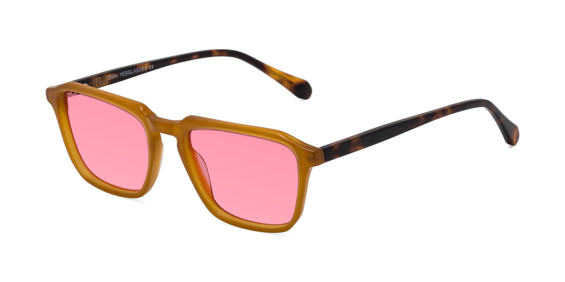 Angle of Calm in Caramel-Tortoise with Pink Tinted Lenses