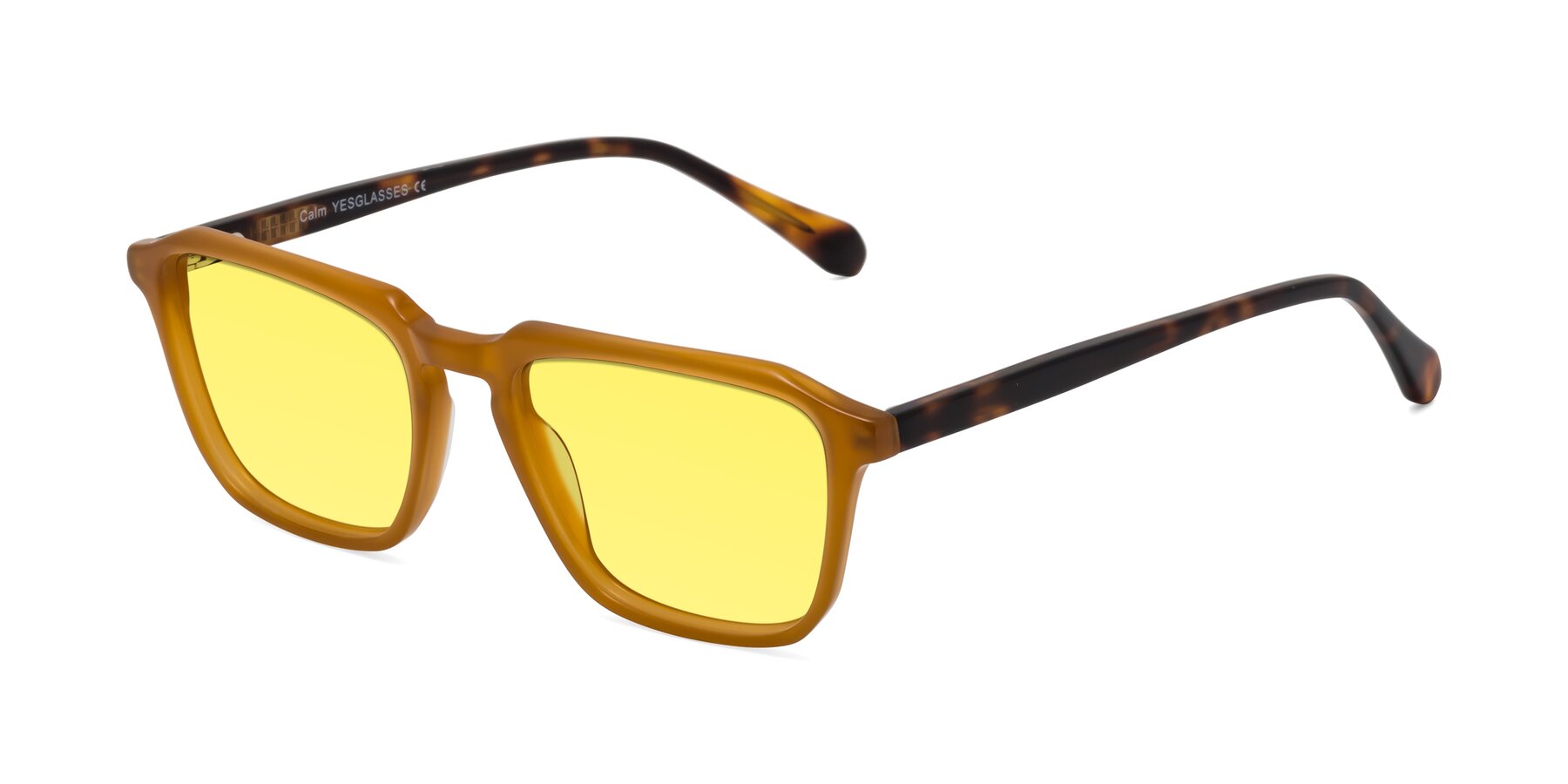 Angle of Calm in Caramel-Tortoise with Medium Yellow Tinted Lenses