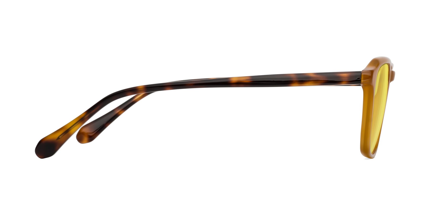 Side of Calm in Caramel-Tortoise with Medium Yellow Tinted Lenses