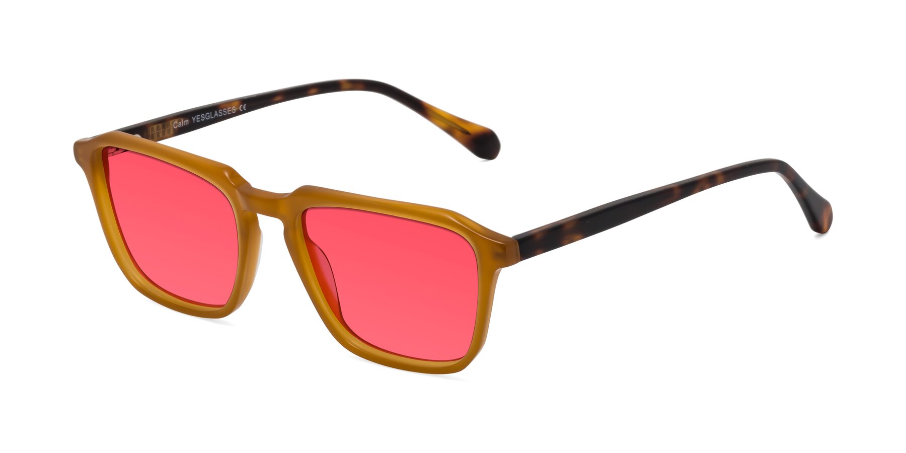 Angle of Calm in Caramel-Tortoise with Red Tinted Lenses