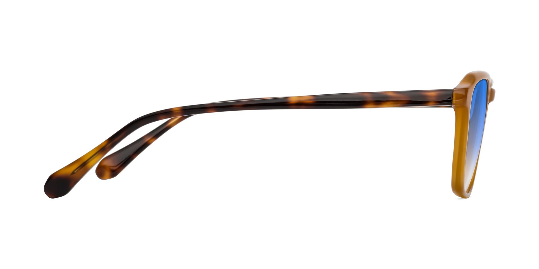 Side of Calm in Caramel-Tortoise with Blue Gradient Lenses