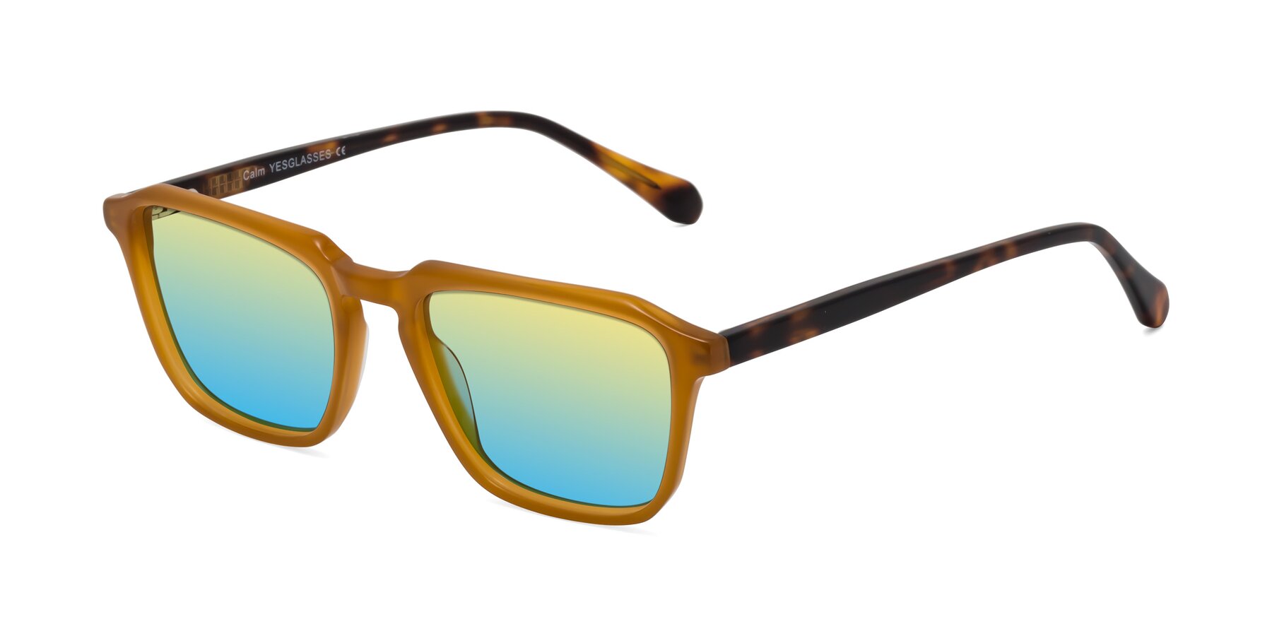 Angle of Calm in Caramel-Tortoise with Yellow / Blue Gradient Lenses