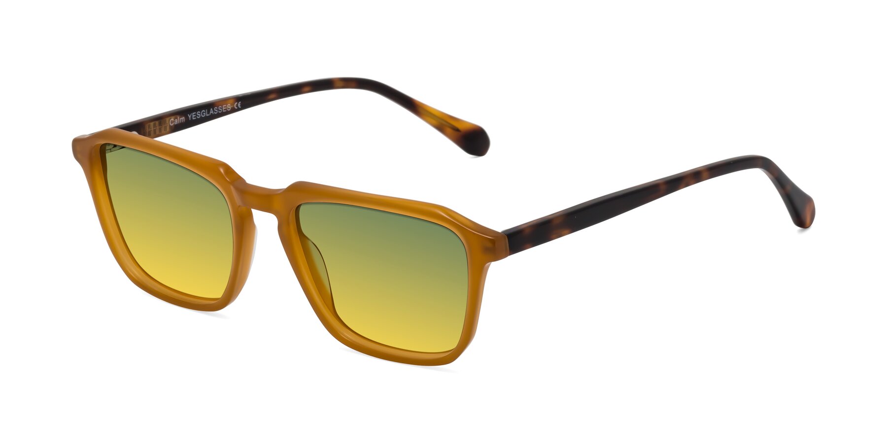 Angle of Calm in Caramel-Tortoise with Green / Yellow Gradient Lenses