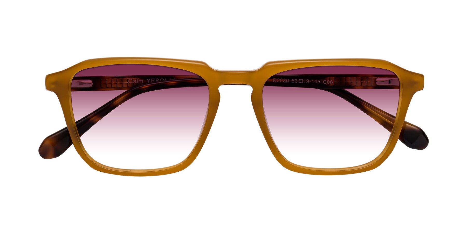 Folded Front of Calm in Caramel-Tortoise with Wine Gradient Lenses