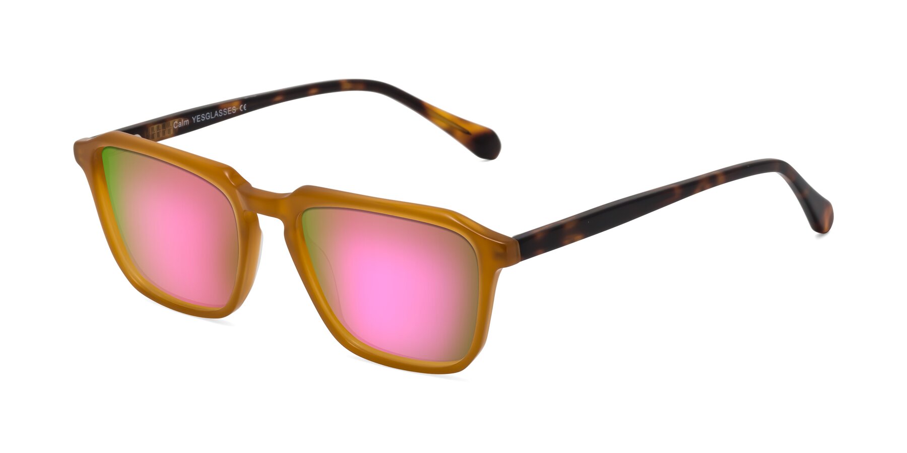 Angle of Calm in Caramel-Tortoise with Pink Mirrored Lenses