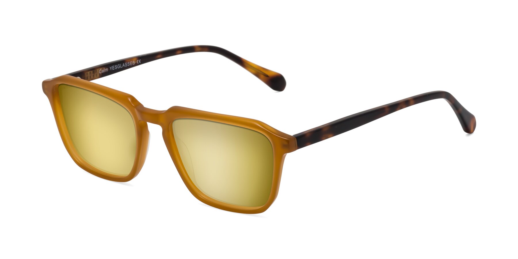 Angle of Calm in Caramel-Tortoise with Gold Mirrored Lenses