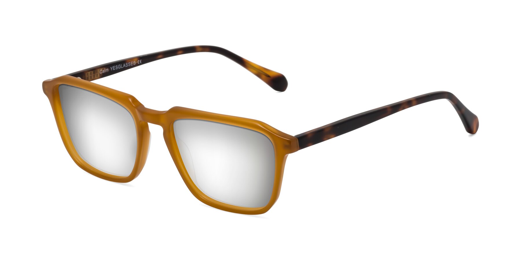 Angle of Calm in Caramel-Tortoise with Silver Mirrored Lenses